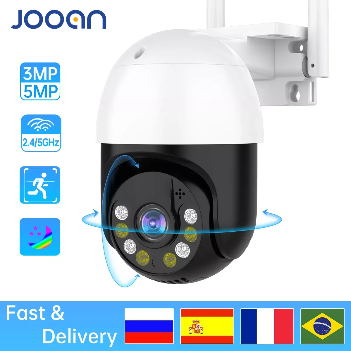 

2023New Jooan 5MP 3MP Speed Dome PTZ IP Camera Outdoor Auto Tracking Wireless WIFI Camera P2P CCTV Camera Full Color Surveillanc