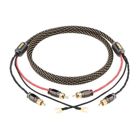 Canare 6N OFC HiFi аудиокабель 2RCA с заземляющим проводом для черных ленточных проигрывателей LP виниловый проигрыватель RCA кабель аудиокабель