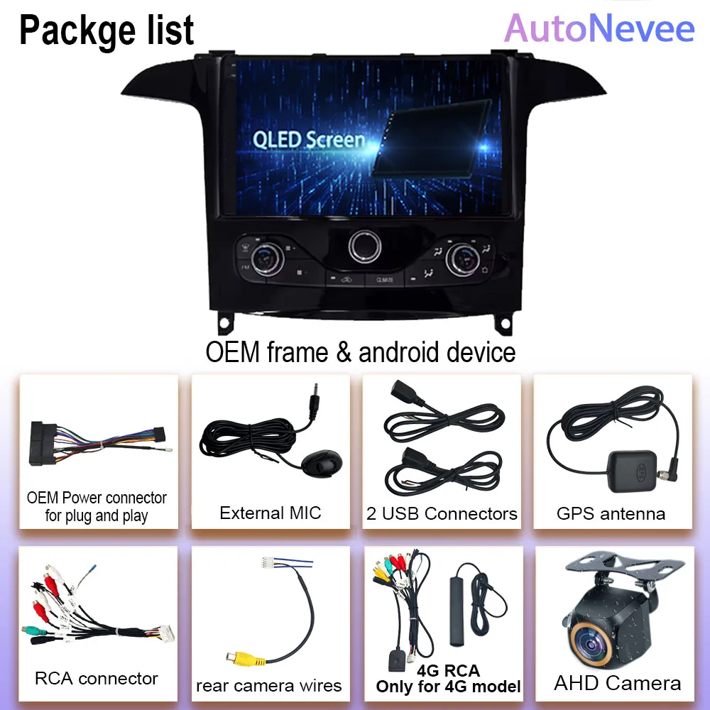 Блестящий черный автомобильный DVD-радио для Ford S Max S-MAX 2006-2015 Galaxy 2014 Android 14 5G