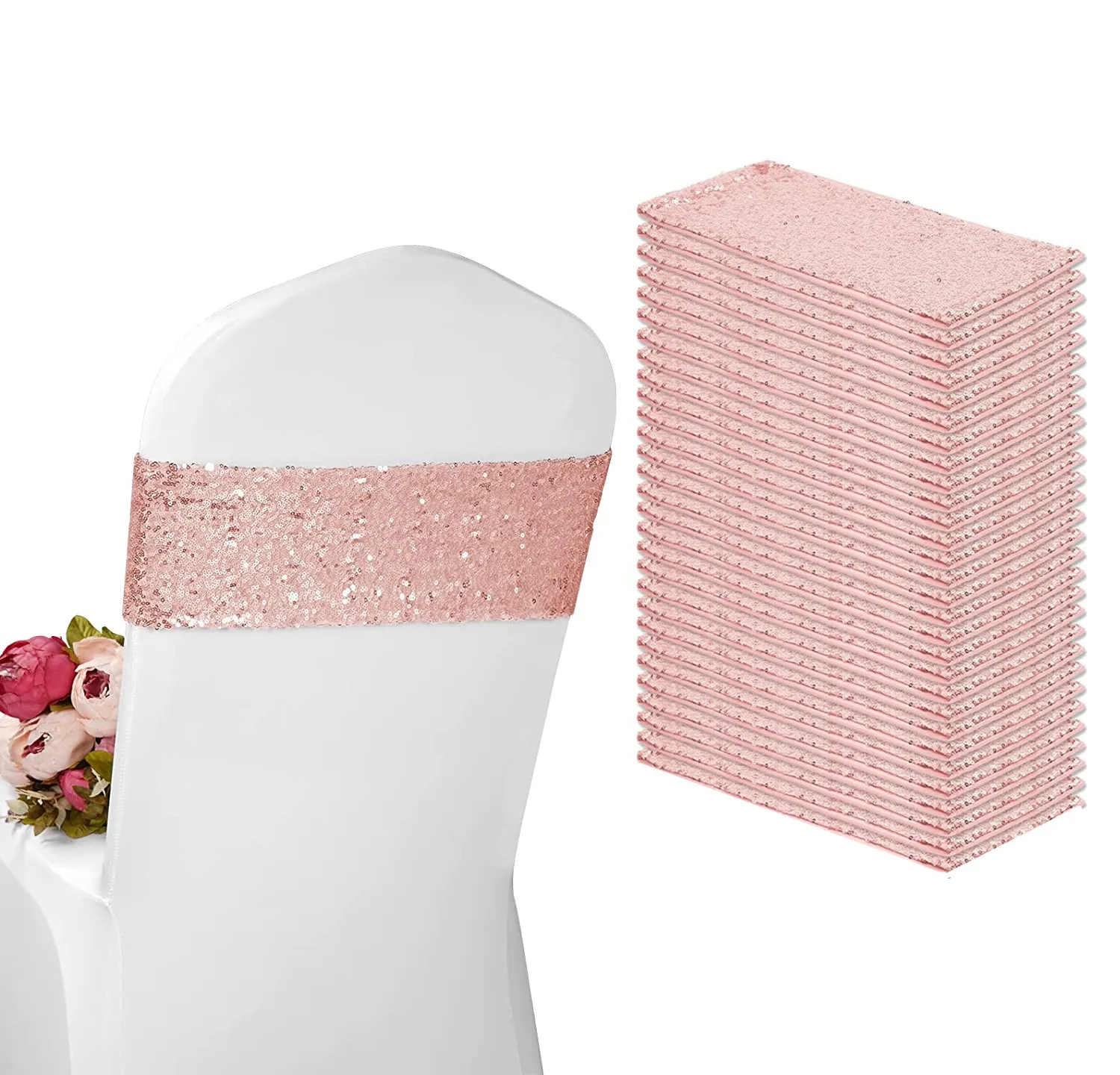 Sashes Elastic Spandex Chair Bands For Chair Cover Romantic Wedding Party Hotel  Home Chair Decor