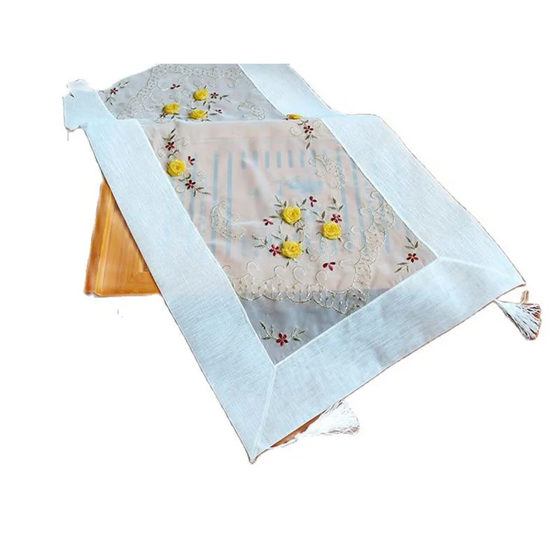 Горячая Распродажа кружевная нитка 3D вышивка розы коврик для стола