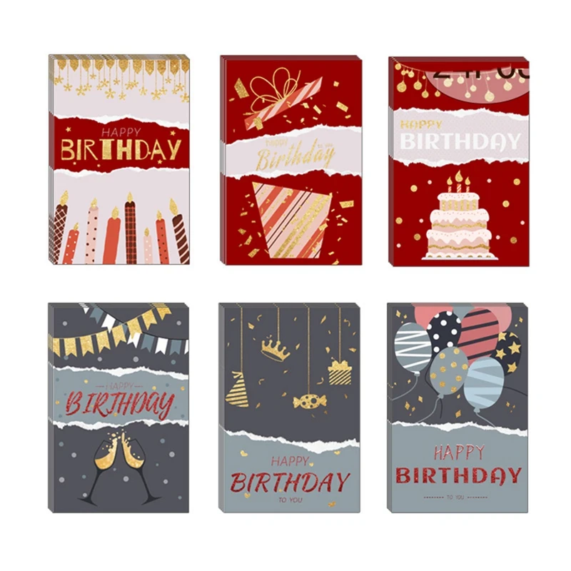 

24 Pcs Happy Birthday Cards, Greeting Cards Birthday With Stickers And Envelopes Assortment - 4.3 X 6.3 Inch