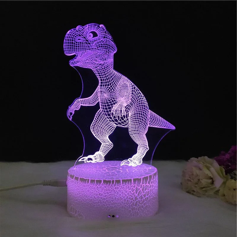 Детский ночник с 3D динозавром милый светодиодный светильник акриловый