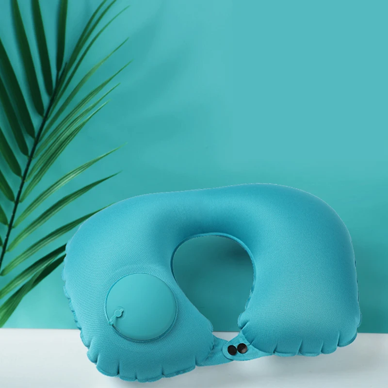 

Press the inflatable pillow travel outdoor U-shaped pillow neck pillow nap pillow milk silk inflatable pillow