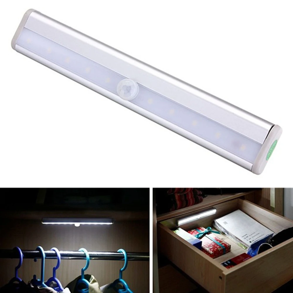 

Motion Sensor Light Indoor,10LED Night Light Bar Battery Operated Magnetic Under Cabinet Lights for Closet Cabinet Wardrobe