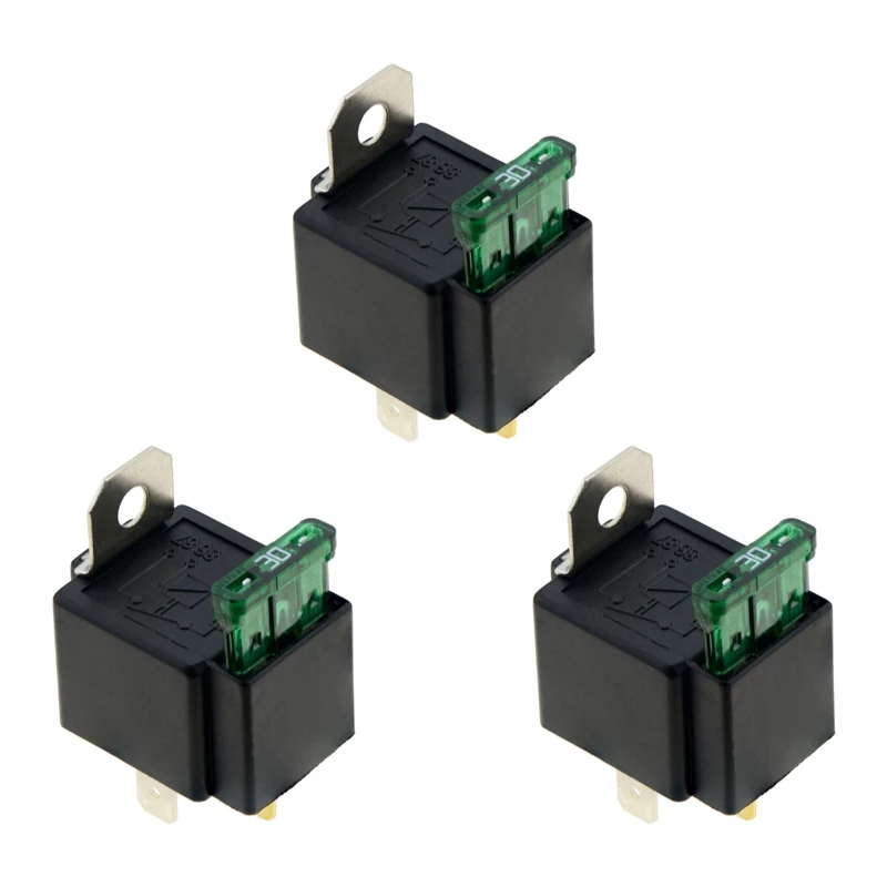 

3X 4Pin DC12V 30A Fused On/Off Automotive Fused Relay With Insurance Wire