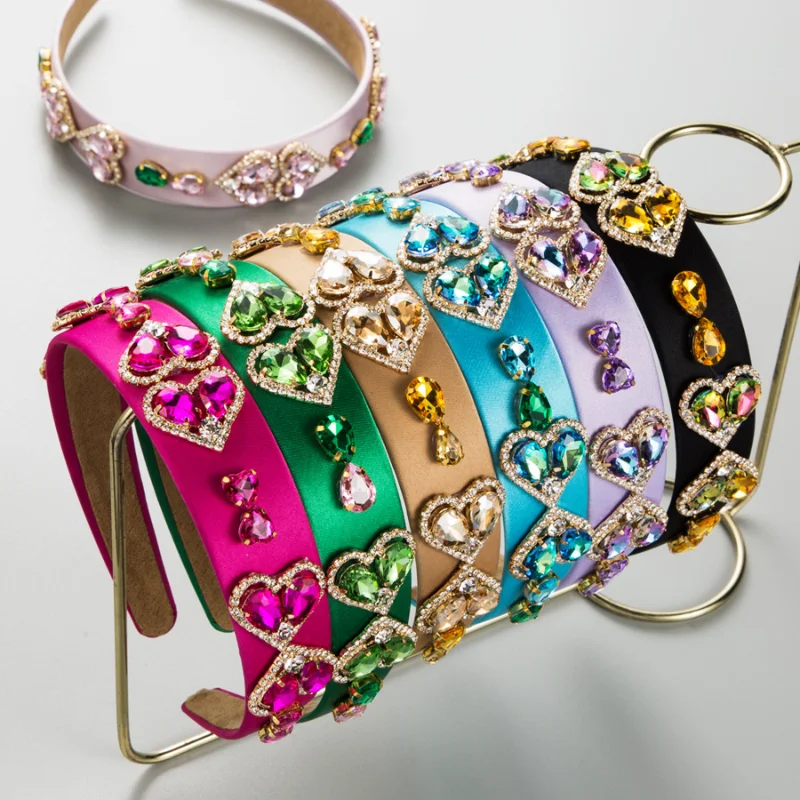 

Fashion New Baroque Size Love Hearts Solid Color Fabric Wide Side Headband Female Banquet Party Prom Bridal Hair Accessories