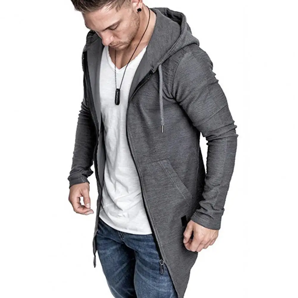 

Hoodie Color Cardigan Mid-length Outwear Autumn Solid Office Winter Slim Men For Jacket Coat Gentlemen Swallowtail Trench