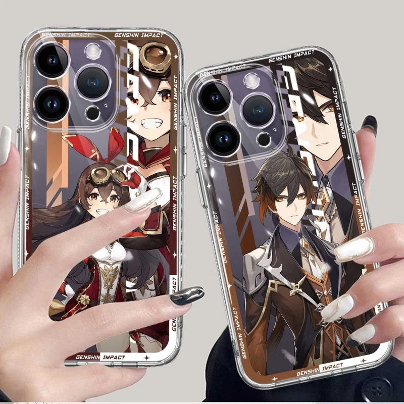 

Case Transparent Genshin Impact Game Zhongli For iPhone XR 13 11 14 Pro Max 12 Mini X XS 12mini 13mini