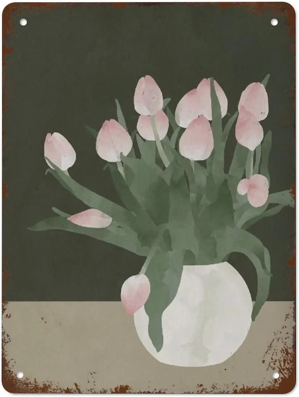 

Funny Vintage Tin Metal Sign Tulip Bouquet Wall Art Spring Art Tulips Home Decorations Art Prints 16x12 Inch Suitable