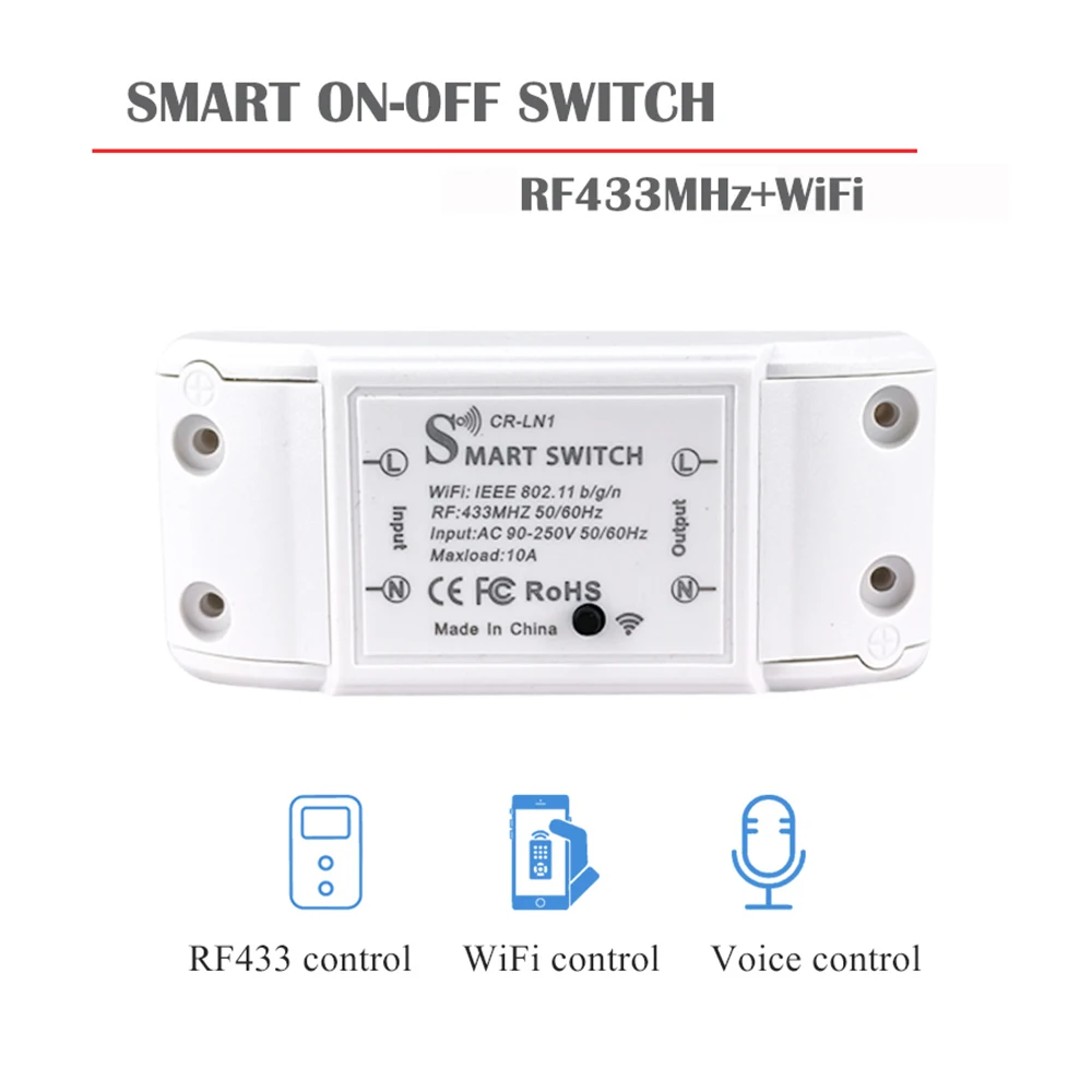 Фото Умный выключатель RF433 с поддержкой Wi-Fi и голосового управления через приложение №2