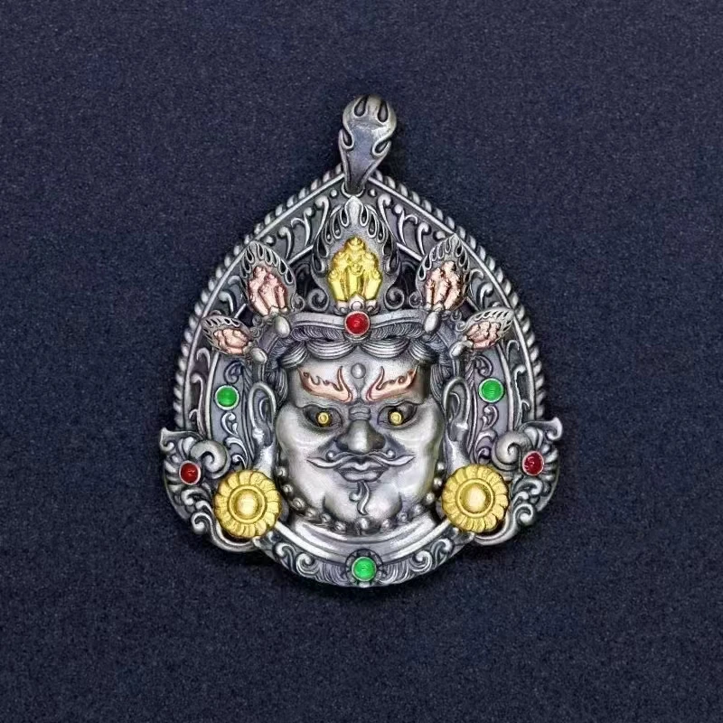 Прецизионная инкрустация серебряная зеленая Тара четырехугольная Бодхисаттва