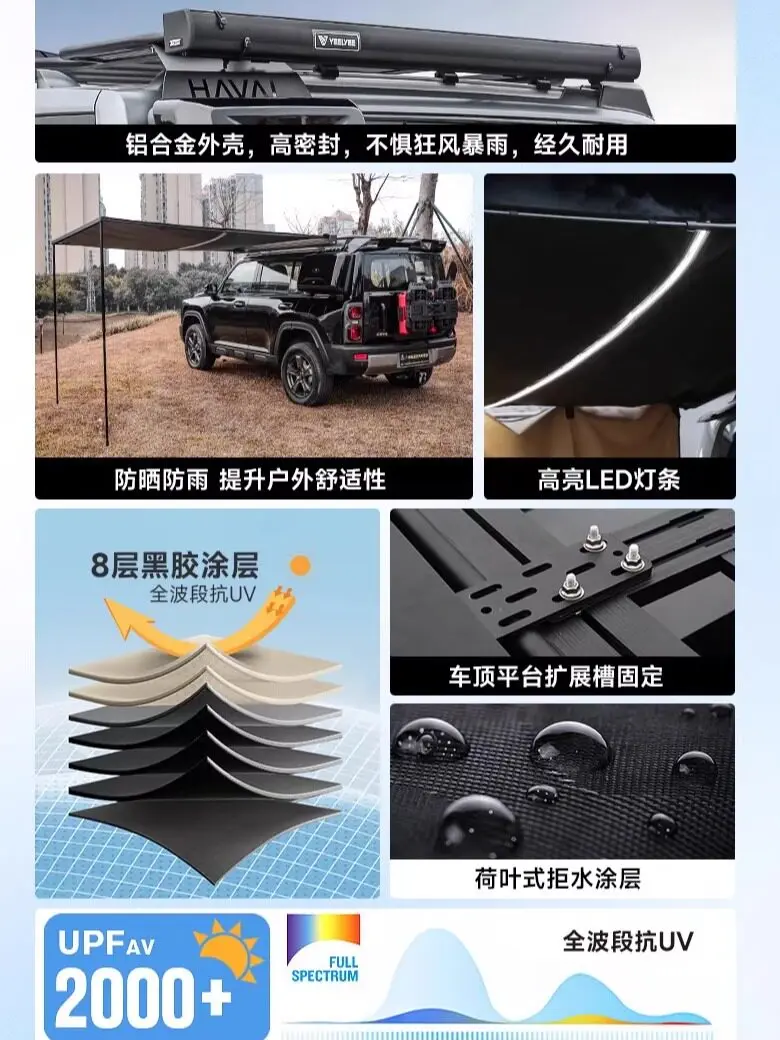 Фото TLXT Для Haval Menglong Jetour Traveler Tank 300 270: Боковая палатка-тент, внешние аксессуары, индивидуальная подгонка №4