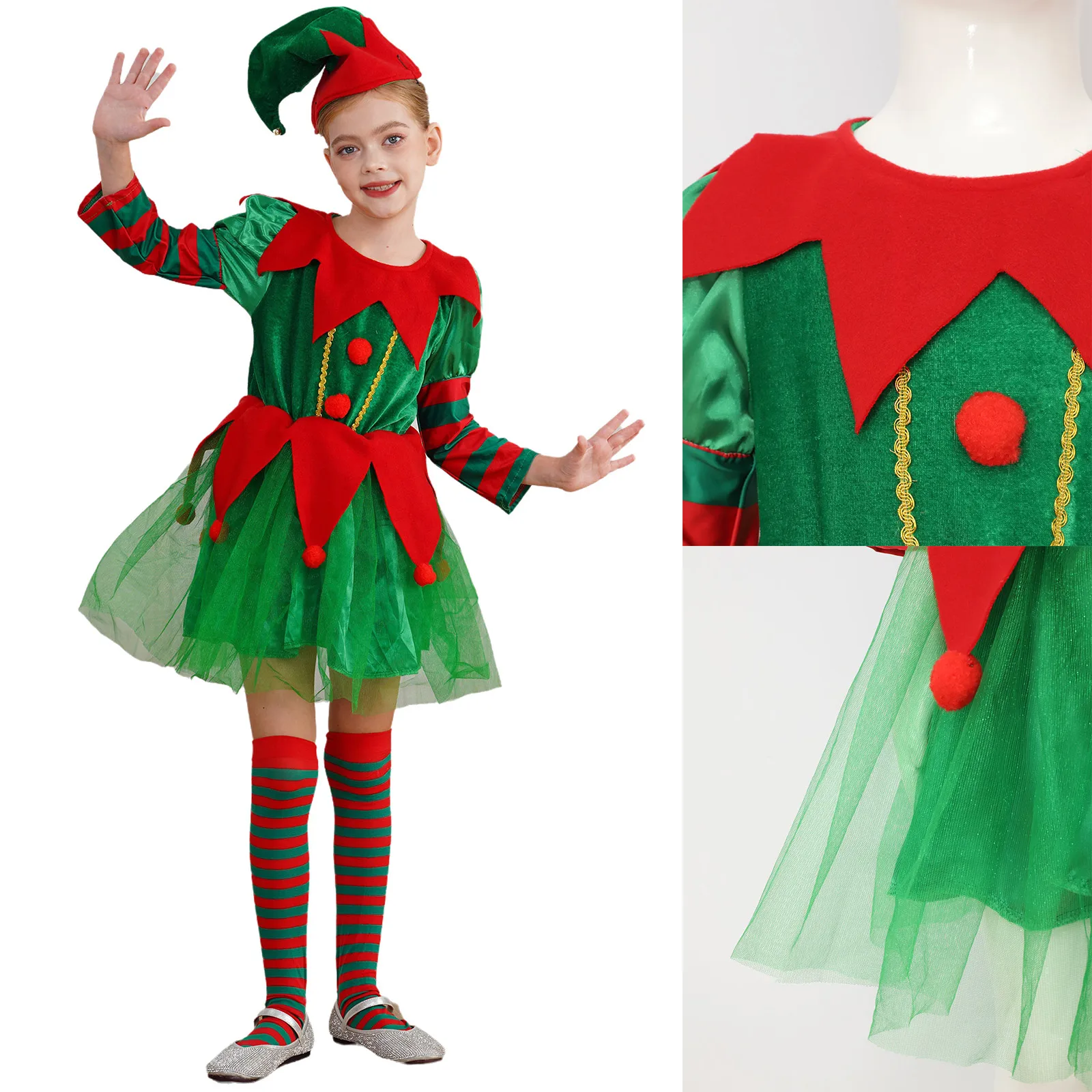 Новый рождественский наряд для девочек комплект Санта-Клауса рождественское