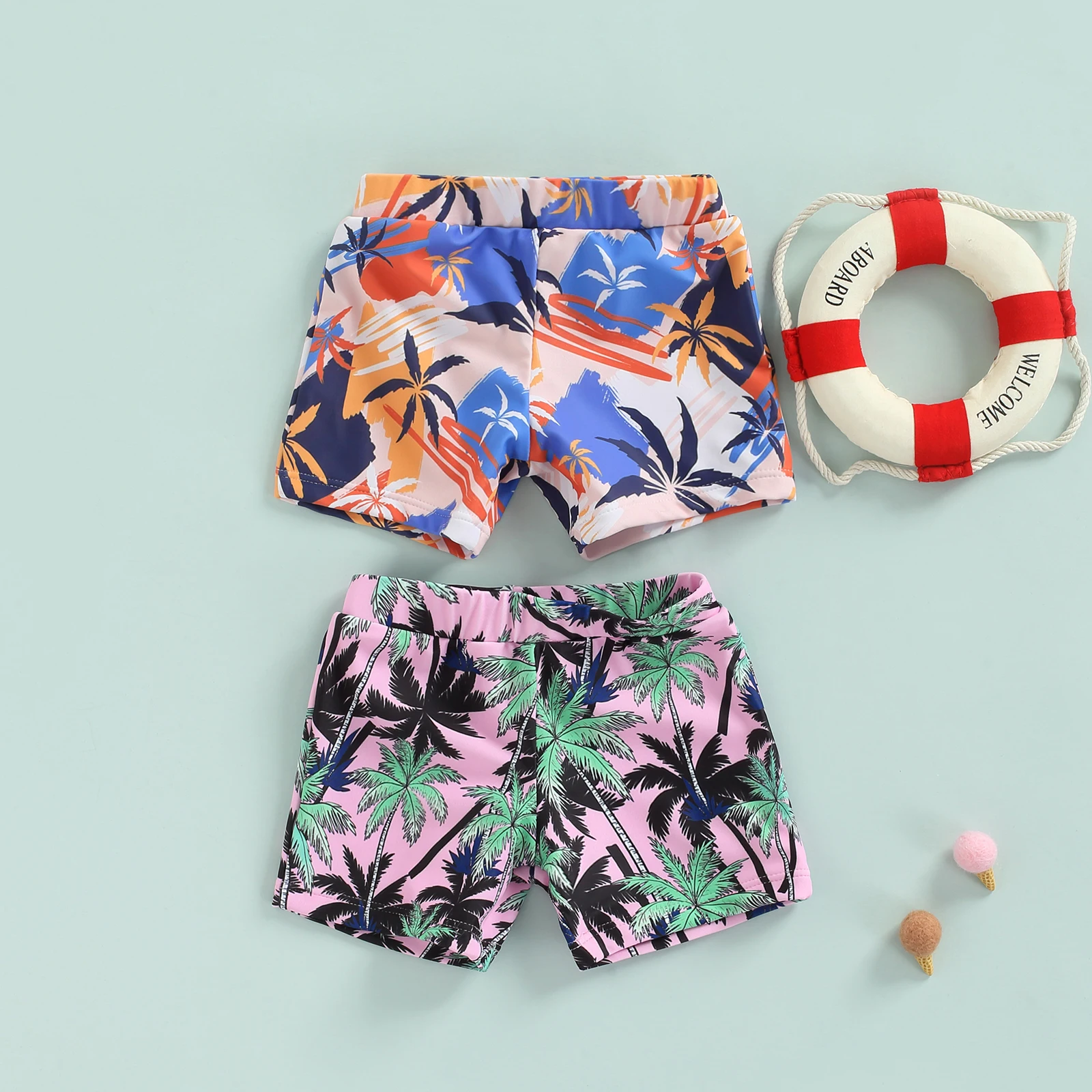 

Child Toddler Kids Baby Boys Swimwear Shorts Cartoon Coconut Print Elastic Waist Summer Polyester Beach Short Pants