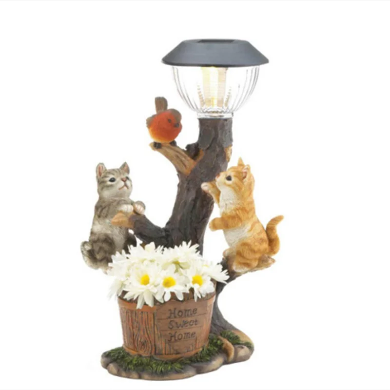 

Resin Little Animal Dog Cat Rabbit Figurines LED Solar Lights Outdoor Craft Statue Waterproof Garden Home Figurines Decoration