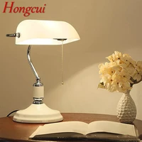 hongcui classical simple table lamp creative white design led vintage glass light decor for home bedroom study office desk