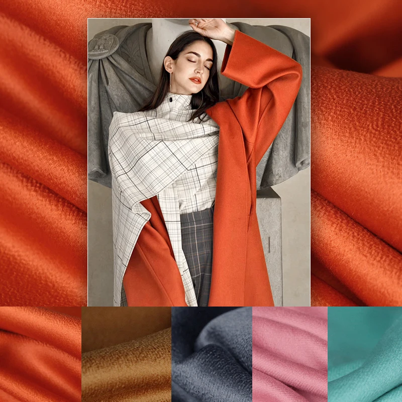 

Качественная двухсторонняя красная кашемировая шерстяная ткань 155 см в ширину 750 г/м из кирпичной ткани, осенне-зимняя верхняя одежда DE1133