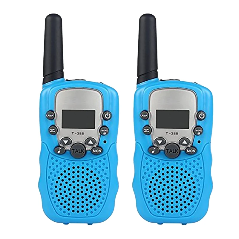 

2 Pcs T388 Kids Walkie Talkie 100-500M Communication Distance Backlight LCD Screen Mini 2Ch UHF Walkie Talkie