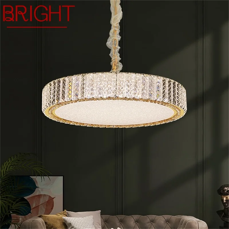 

BRIGHT Postmodern Pendant Light Round LED Luxury Crystal Fixtures Decorative For Dinning Living Room Bedroom Chandeliers