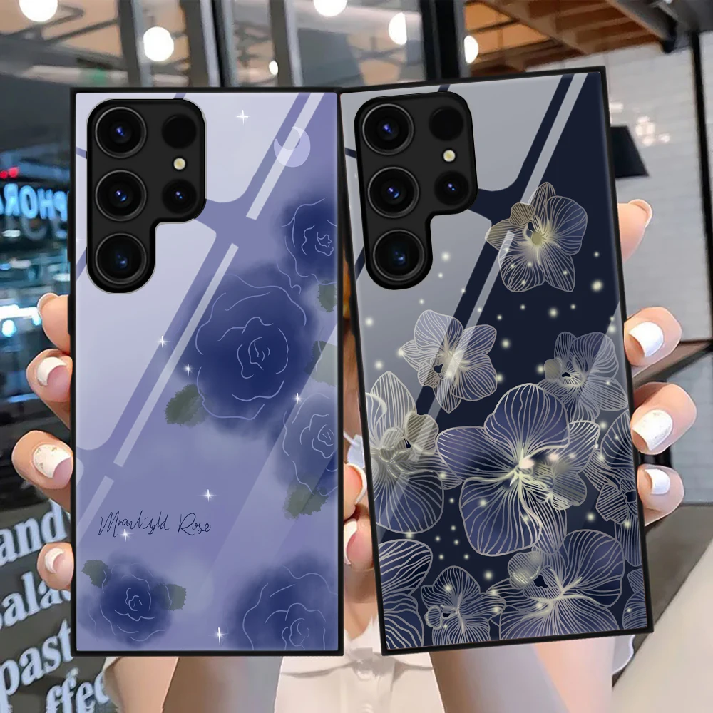 

Dream Halo Dyed Flowers Case for Samsung Galaxy S23 Note 20 10 S10e S22 S21 S20 Ultra Plus FE S10 Lite Tempered Glass Coque