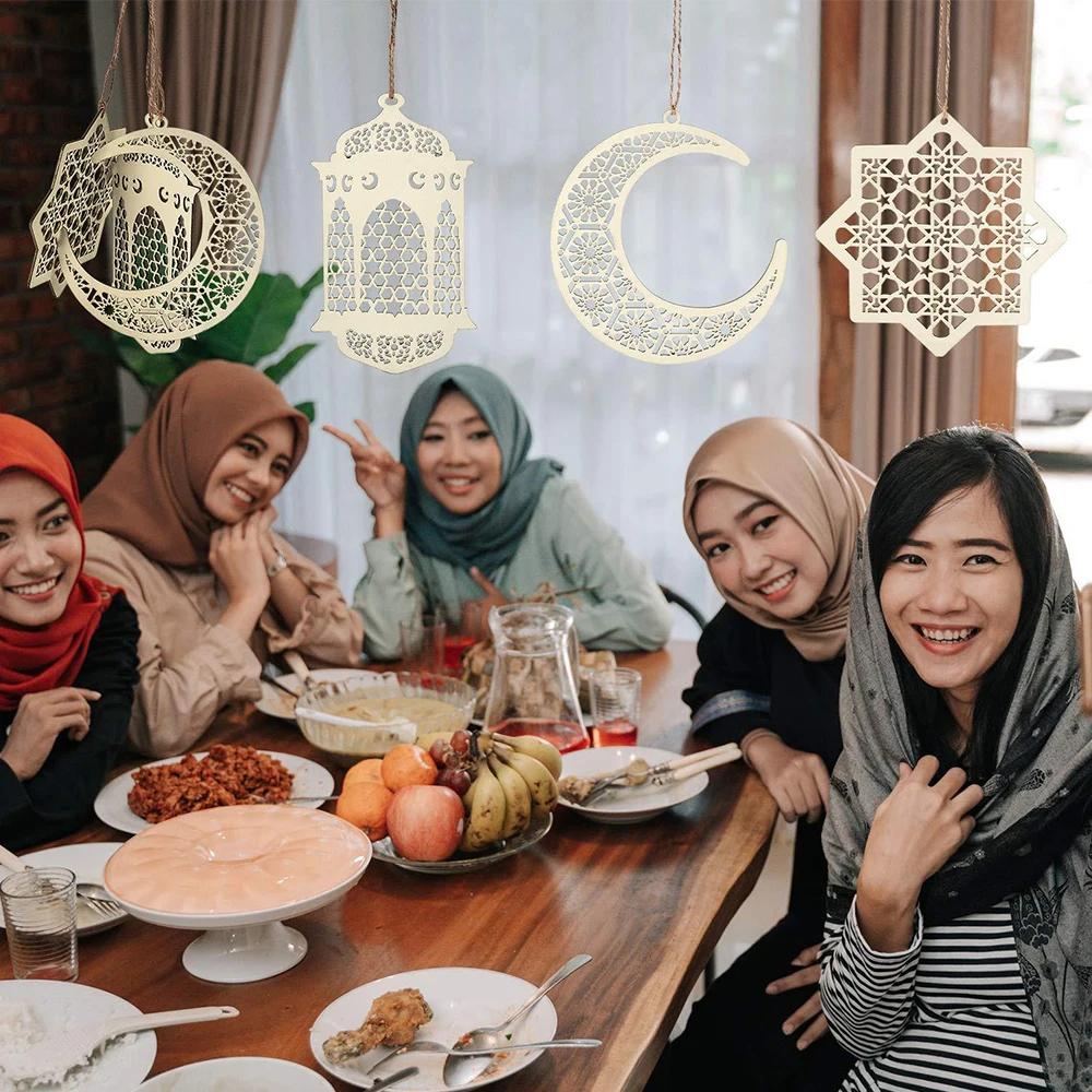 3 шт./компл. деревянные украшения Eid al-Fitr настольные подвесные Mubarak Craft Moon для