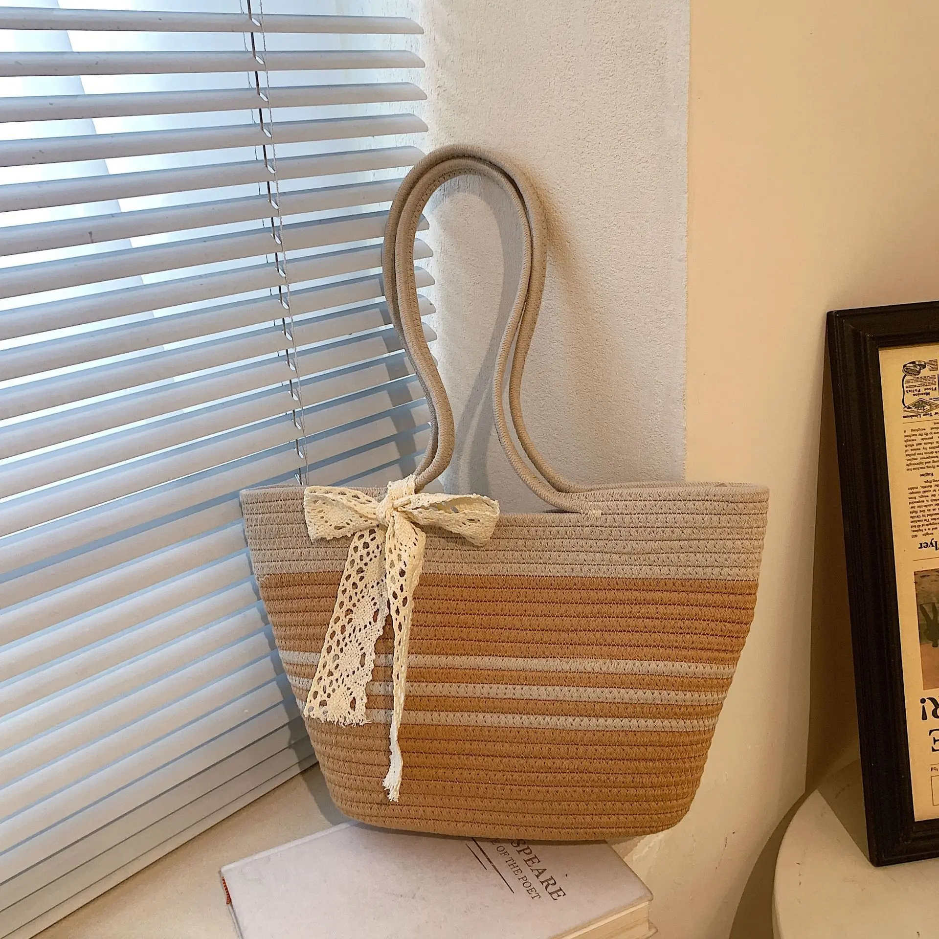 Мобильный телефон ежедневное словосочетание модная тканая пляжная сумка ручной