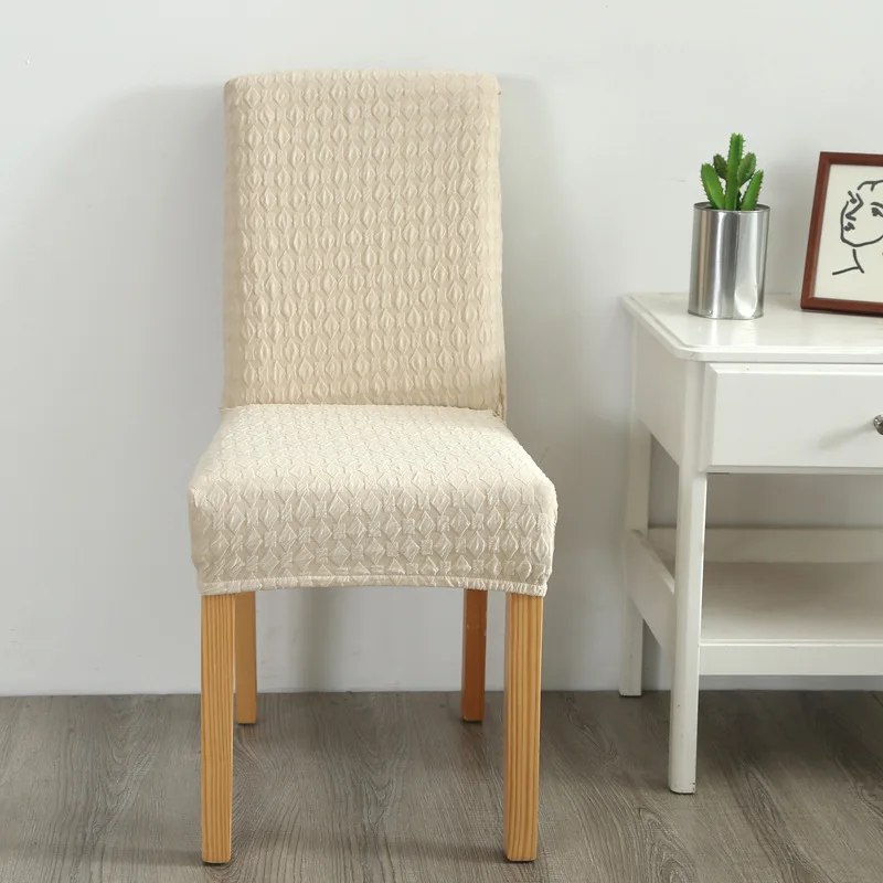 

Knitted Jacquard Chair Cover Thickened Solid Color Chair Cover Hotel Banquet Polyester Chair Cover One-piece Elastic Chair Cover