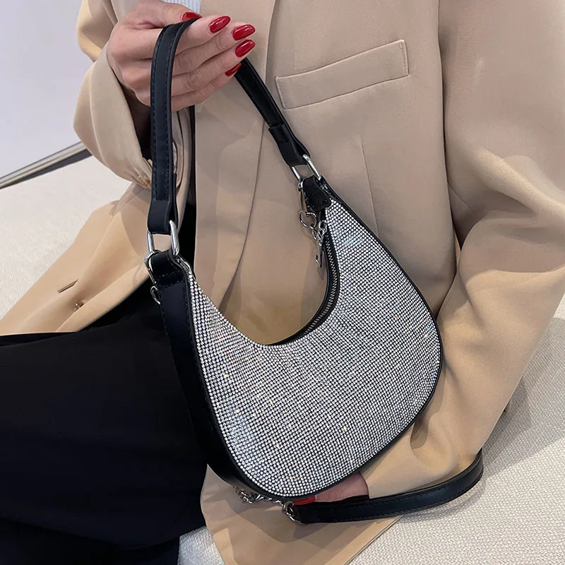 Роскошный брендовый дизайнерский Блестящий Хобо с бриллиантами женские сумки