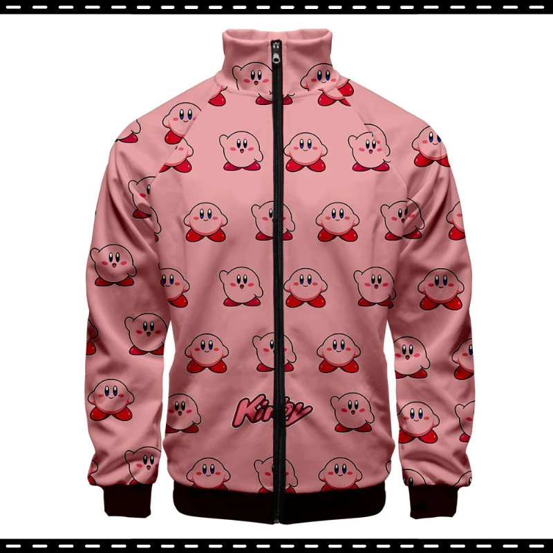 

Anime Peripherals Kirby Star New 3D Color Printing Fashion Casual Stand Collar Jacket Men's Zipper Clothes Men's Gift