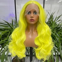 synthetic lace front wigs for women long wavy yellow color fashion natural hair high temperature fiber dailycosplayparty