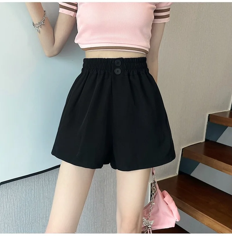 

Real Shot 2022 Summer New Korean Version Of The Elastic High Waist Thin Women's Pants Wear Wide-leg Casual Pants
