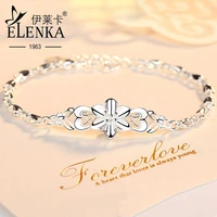 luxury hollow 999 pure silver flower bracelet for women white gold plated fine jewelry simple bracelet original gifts for girls