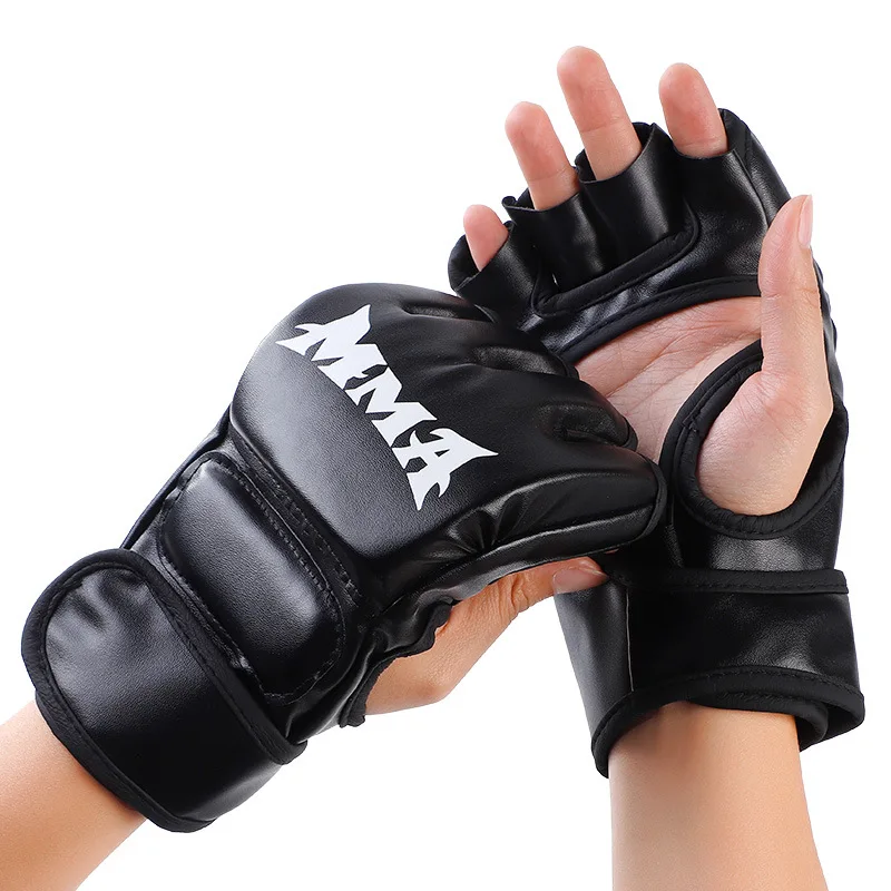 

Боксерские перчатки на полпальца, перчатки для смешанных боевых искусств, УФК, Санда, усиленные взрослые перчатки, перфоратор, боксерские перчатки