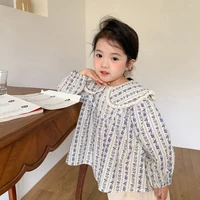 2022 spring new lace printed kids shirt kidsclothing all match girls shirt long sleeve top children clothes blouse for girls