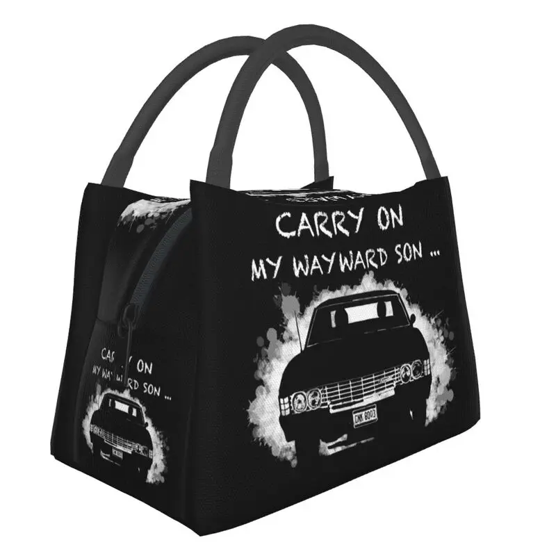 

Carry On My Wayward Son Insulated Lunch Bag for Women Leakproof Supernatural TV Cooler Thermal Lunch Box Office Picnic Travel