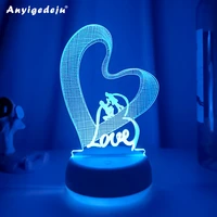 colorful led table night light unique wedding gift nightlight for home decoration usb battery 3d illusion lamp wedding souveni