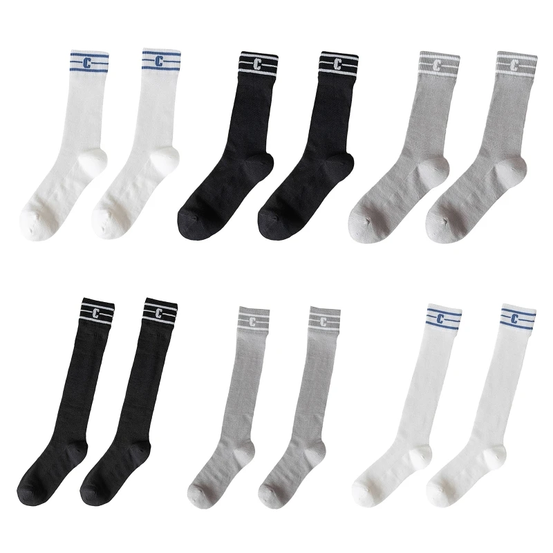 

Женские летние носки до колена, дышащие сетчатые носки в полоску с буквенным принтом, L5YB