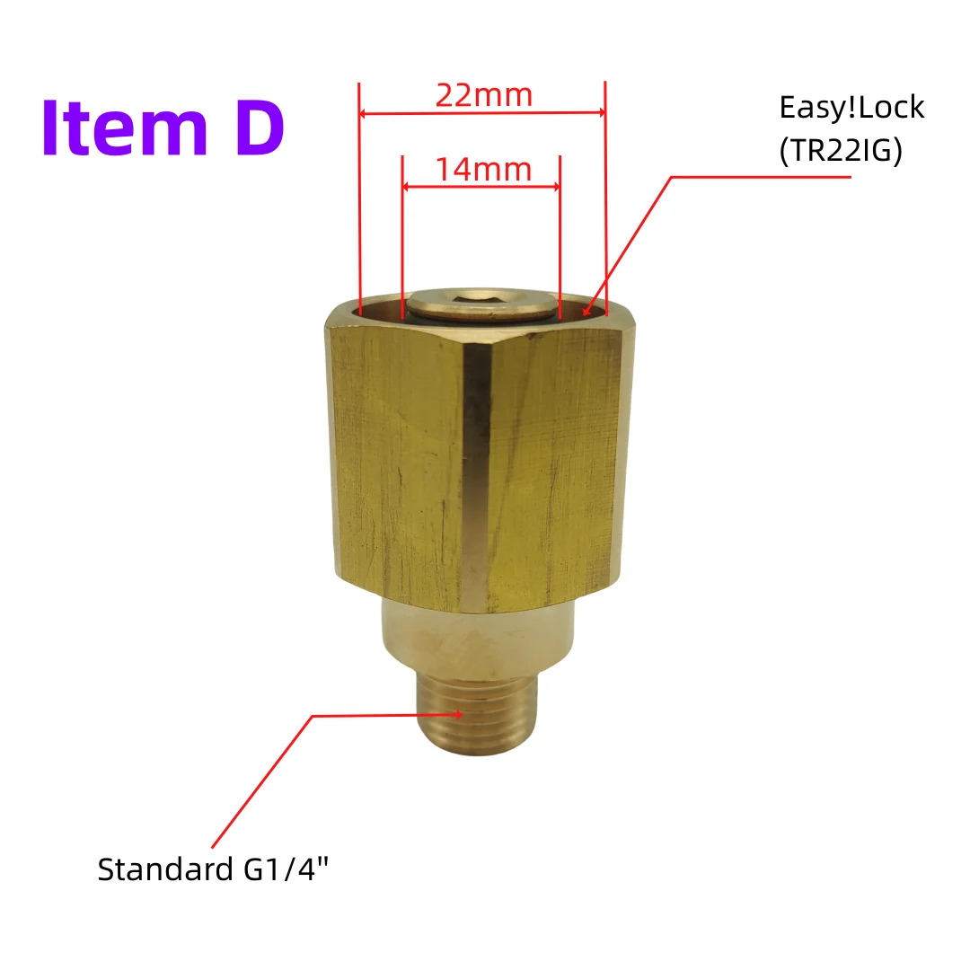 

Латунный адаптер TR22 FINDER M22 G1/4’’G3/8’’ с резьбой Easy Lock, разъем для пистолета-распылителя Karcher HD HDS, шланг под давлением, шланг для мойки высокого давления