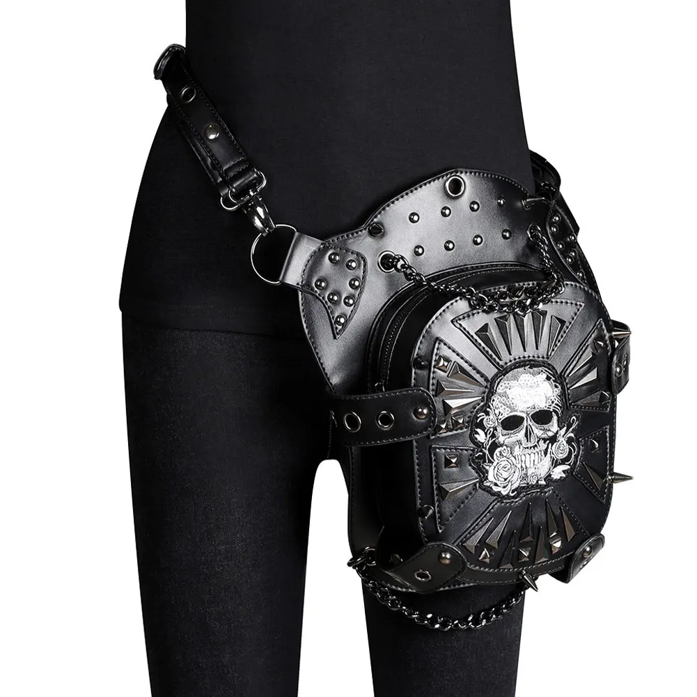 Сумка на плечо в стиле стимпанк сумочка бедро с заклепками ретро панк рок готика
