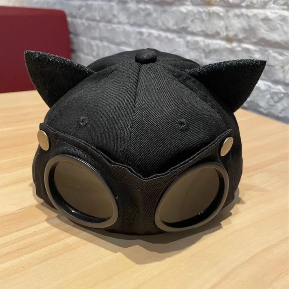 

Бейсболка с ушками, однотонная шапка для студентов, мужские очки-авиаторы, облегающая шапка унисекс с моющимися съемными линзами, бейсбольн...