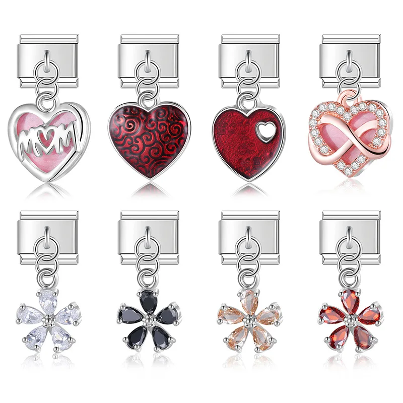 Hapiship 2023 Original Daisy Flower Zircon Romantic Heart Charm Links Fit 9mm Bracelet Stainless Steel Jewelry DIY Making DJ609 Hapiship 2023 Original Daisy Flower Zircon Romantic Heart Charm Links Fit 9mm Bracelet Stainless Steel Jewelry DIY Making DJ609