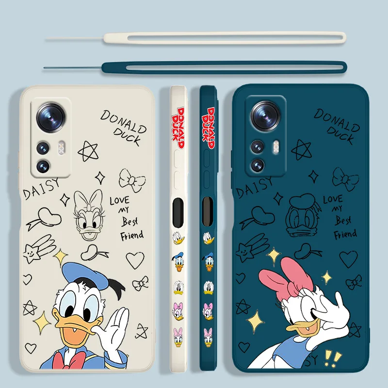 

Disney Donald Daisy Duck Phone Case For Xiaomi Mi 12X 12 11T 11i 11 10T 10i 10 Pro Lite Ultra Liquid Left Rope Back Cover