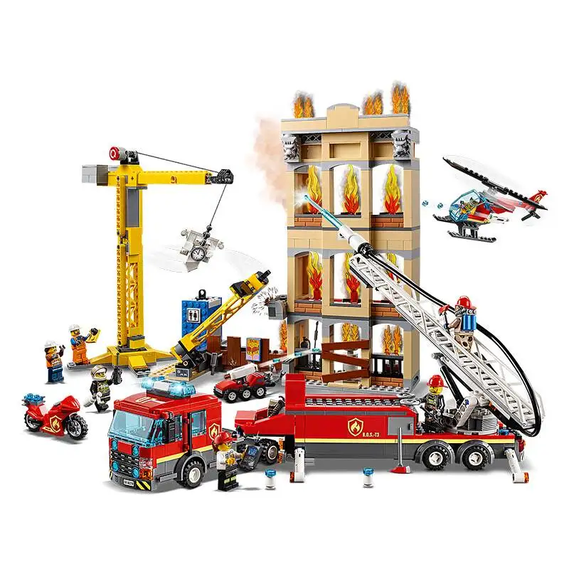 

Пожарная станция город пожарная команда модель импортер ночной Кирпич игрушка для мальчика серия город, подарки Рождества, новый, в stoc