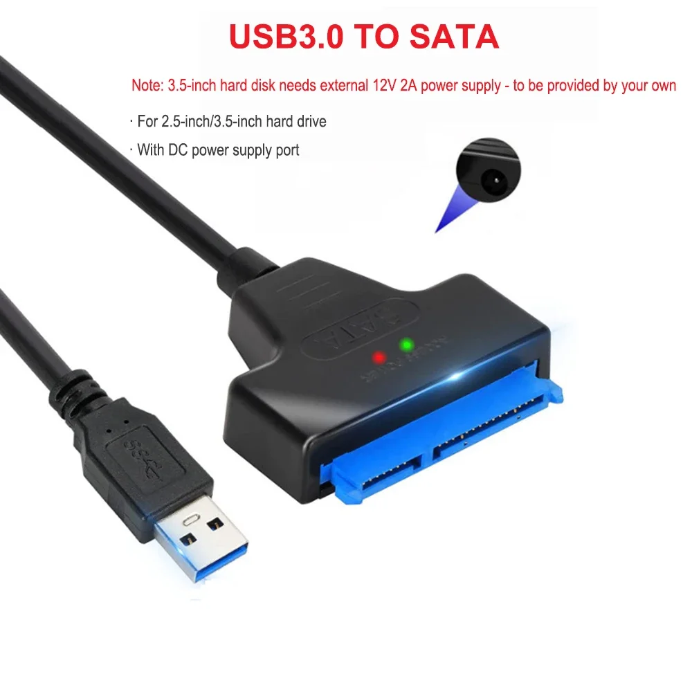 Фото 22-контактный кабель USB 3.0 к SATA Адаптер Sata к USB 3.0 Поддержка 2,5/3,5-дюймового внешнего жесткого диска SSD Жесткий диск Sata №1