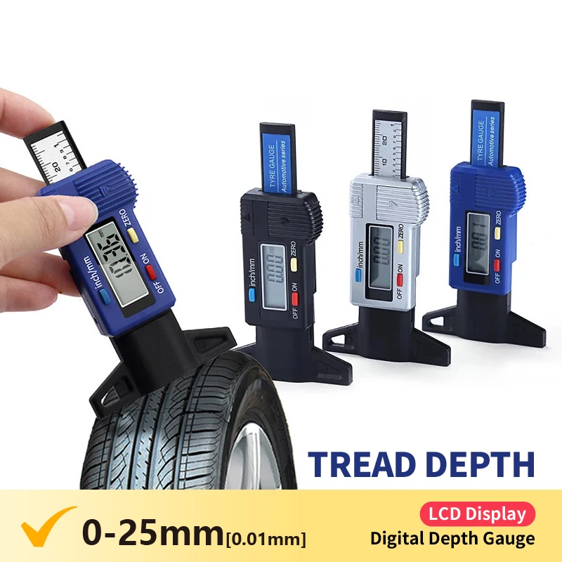 Цифровой глубиномер 0-25 мм/0,01, измеритель глубины протектора, ЖК ...