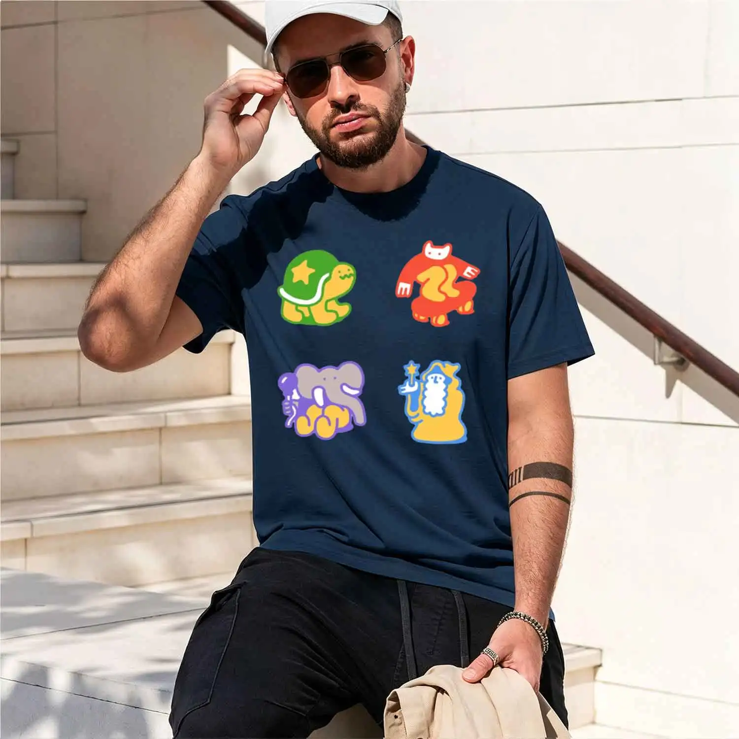 Фото Футболка odle Buds Sticker 2026, новая модель, мужская, с коротким рукавом, круглым вырезом, классическая, повседневная, в различных цветах и размерах, для ежедневной носки. №3