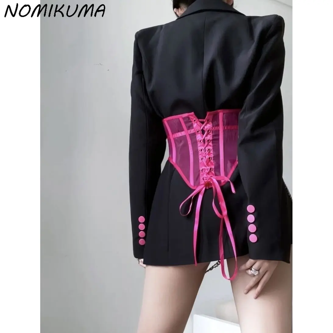 Осенний Элегантный женский Блейзер средней длины Nomikuma 2023 однобортный пиджак с