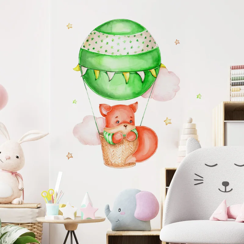 Милый воздушный шар мультфильм лиса Дизайн Наклейка на стену для гостиной