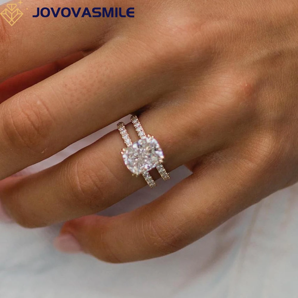 JOVOVASMILE Luxus Moissanite Engagement Ring 3,5 Carat Zentrum 10x8mm Crushed Ice Hybrid Kissen Cut Unsichtbare Halo Hochzeit band